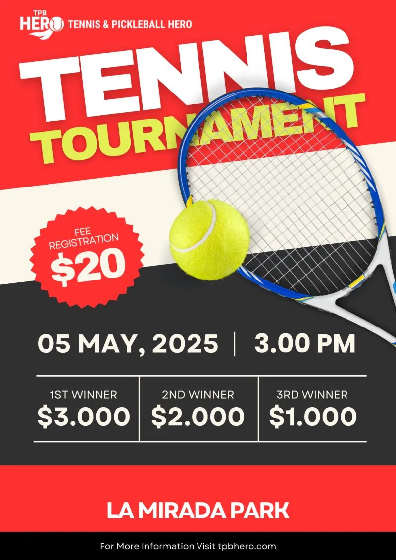 Green Grey Modern Tennis Tournament Flyer A4